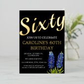 Bluebonnets 60. Geburtstag Blue Gold Chic Glam Folieneinladung (Stehend vorne)