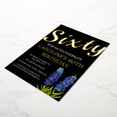 Bluebonnets 60. Geburtstag Blue Gold Chic Glam Folieneinladung (Gedreht)