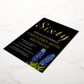 Bluebonnets 60. Geburtstag Blue Gold Chic Glam Folieneinladung (Gedreht)