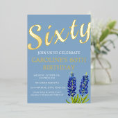 Bluebonnets 60. Geburtstag Blue Gold Chic Glam Folieneinladung (Stehend vorne)