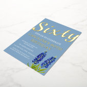 Bluebonnets 60. Geburtstag Blue Gold Chic Glam Folieneinladung (Gedreht)