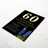 Bluebonnets 60. Geburtstag Blue Gold Foil Glam Folieneinladung (Gedreht)