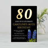 Bluebonnets 80. Geburtstag Blue Gold Chic Glam Folieneinladung (Stehend vorne)