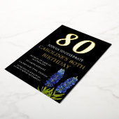 Bluebonnets 80. Geburtstag Blue Gold Chic Glam Folieneinladung (Gedreht)