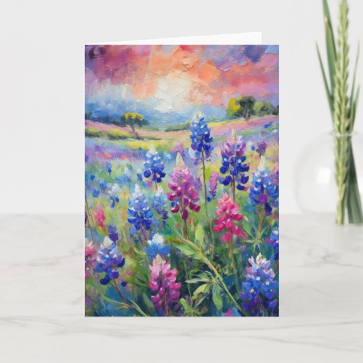 Bluebonnets Abstrakte Blumenart Karte (Vorderseite)