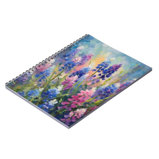 Bluebonnets Abstrakte Blumenart Notizblock (Linke Seite)