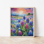 Bluebonnets Abstrakte Blumenart Poster