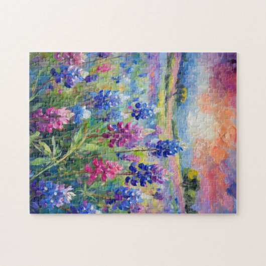 Bluebonnets Abstrakte Blumenart Puzzle (Horizontal)