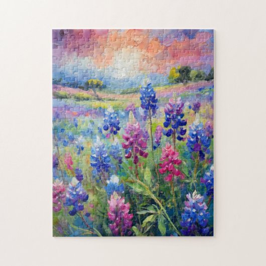 Bluebonnets Abstrakte Blumenart Puzzle (Vertikal)