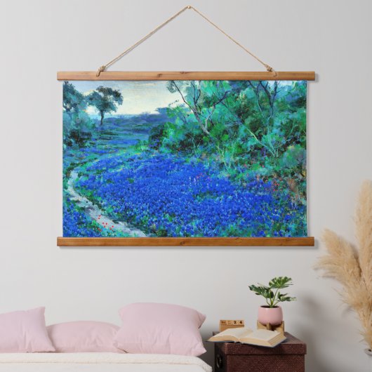Bluebonnets am falschen Morgen Wandteppich Mit Holzrahmen (Schlafzimmer)