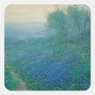 Bluebonnets at Dawn, Onderdonk Quadratischer Aufkleber