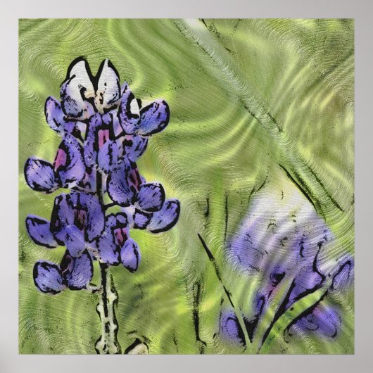 Bluebonnets auf Glas Poster (Vorne)