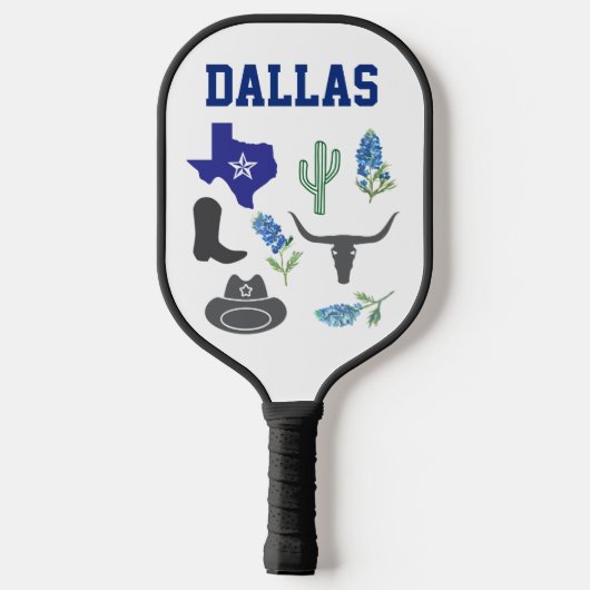 Bluebonnets Austin Dallas Floral Texan Flag Pickleball Schläger (Rückseite)