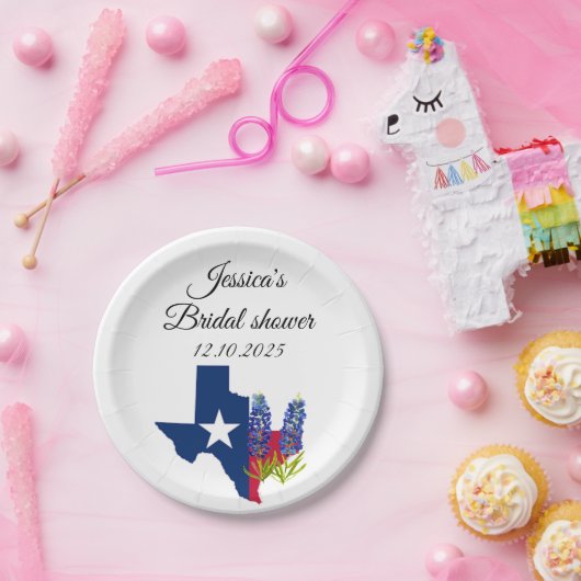 Bluebonnets Blaublumenwasser-Brautparty Pappteller (Party)
