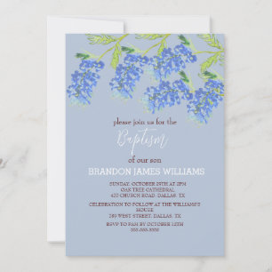 Bluebonnets Bloral Gold Dusty Blue Cross Taufe Einladung