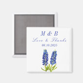 Bluebonnets Bloral Monogram Wedding Danke Magnet (Vorderseite/Rückseite)