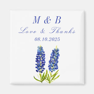 Bluebonnets Bloral Monogram Wedding Danke Magnet