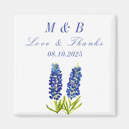 Bluebonnets Bloral Monogram Wedding Danke Magnet (Vorne)