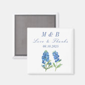 Bluebonnets Bloral Monogram Wedding Danke Magnet (Vorderseite/Rückseite)