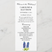Bluebonnets Blue Floral Elegante Moderne Hochzeit Programm (Vorderseite)