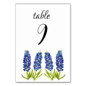 Bluebonnets Blue Floral Texas Blume Hochzeit Tischnummer (Vorderseite)