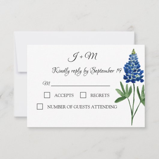 Bluebonnets Blue Floral Texas Blume Moderne UAWG RSVP Karte (Vorderseite)