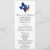 Bluebonnets Blue Floral Texas Moderne Hochzeit Programm (Vorderseite)