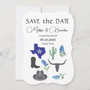 Bluebonnets Blue Floral Texas Rustikale Hochzeit Einladung