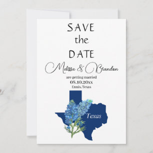 Bluebonnets Blue Floral Texas Rustikale Hochzeit Einladung