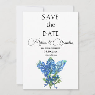 Bluebonnets Blue Floral Texas Rustikale Hochzeit Einladung