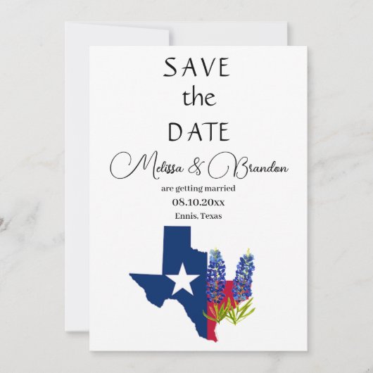 Bluebonnets Blue Floral Texas Rustikale Hochzeit Einladung (Vorderseite)