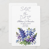 Bluebonnets Blue Floral Texas Rustikale Hochzeit Einladung (Vorne/Hinten)