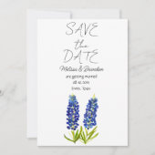 Bluebonnets Blue Floral Texas Rustikale Hochzeit Einladung (Vorderseite)