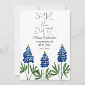 Bluebonnets Blue Floral Texas Rustikale Hochzeit Einladung (Vorderseite)