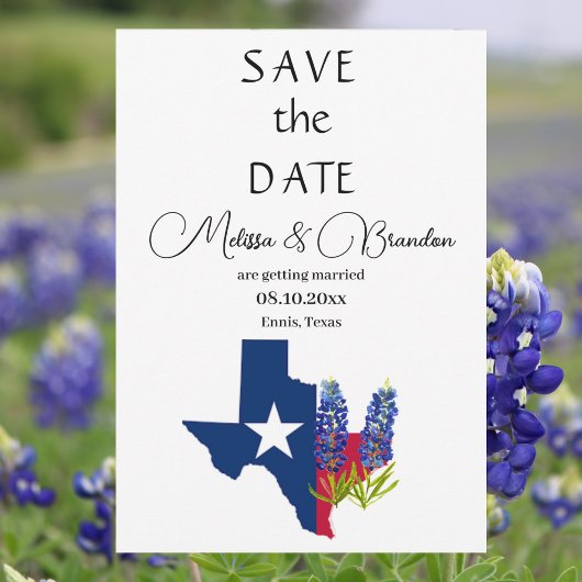 Bluebonnets Blue Floral Texas Rustikale Hochzeit Einladung