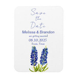 Bluebonnets Blue Floral Texas Rustikale Hochzeit Magnet