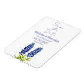 Bluebonnets Blue Floral Texas Rustikale Hochzeit Magnet (Linke Seite)