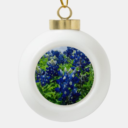 Bluebonnets Blue Floral Texas Texan Elegant Keramik Kugel-Ornament (Vorderseite)