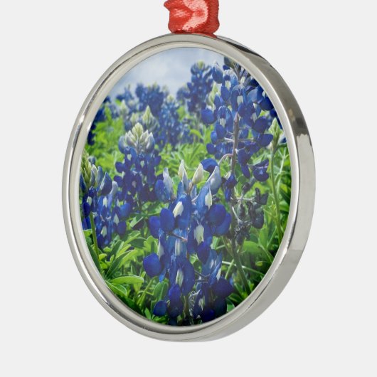 Bluebonnets Blue Floral Texas Texan Elegant Ornament Aus Metall (Links)