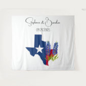 Bluebonnets Blue Floral Texas Wedding Foto Booth Wandteppich (Vorderseite (Horizontal))