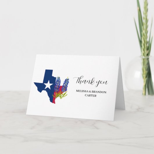 Bluebonnets Blue Floral Texas Wedding Vielen Dank Dankeskarte (Vorderseite)