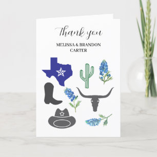 Bluebonnets Blue Floral Texas Wedding Vielen Dank Dankeskarte