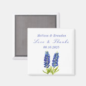 Bluebonnets Blue Floral Texas Wedding Vielen Dank Magnet (Vorderseite/Rückseite)
