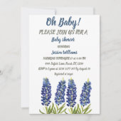 Bluebonnets Blue Floral Watercolor Texas Baby Einladung (Vorderseite)