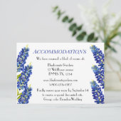 Bluebonnets Blue Floral Wedding Accommodation Begleitkarte (Stehend Vorderseite)