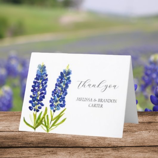 Bluebonnets Blue Floral Wedding Vielen Dank Dankeskarte