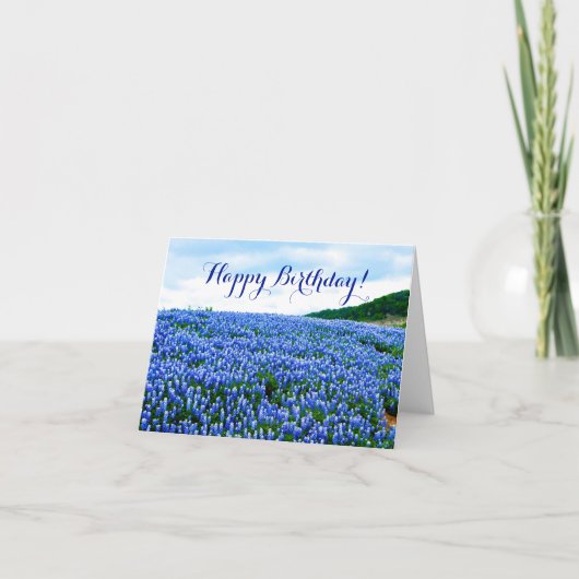 Bluebonnets Blue Flowers Texas Birthday Floral Dankeskarte (Vorderseite)