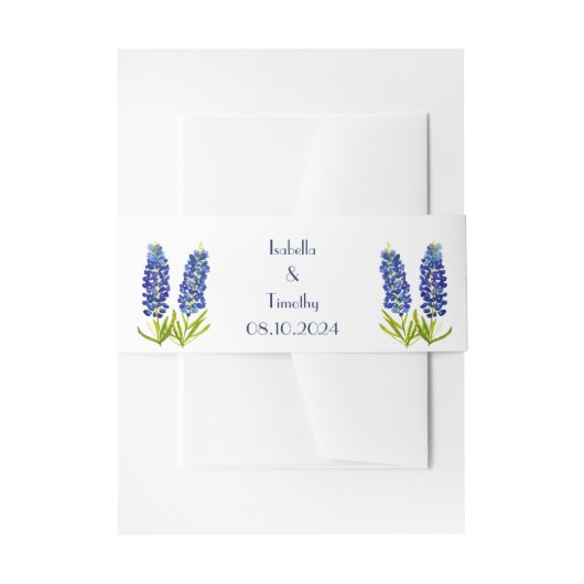 Bluebonnets Blue Flowers Texas Elegant Wedding Einladungsbanderole (Vorderseite Beispiel)