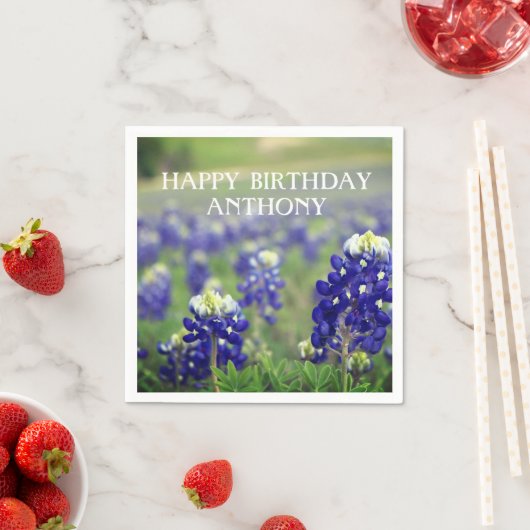 Bluebonnets Blue Flowers Texas Floral Geburtstag Serviette (Beispiel)