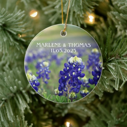 Bluebonnets Blue Flowers Texas Floral Wedding Keramik Ornament (Baum)